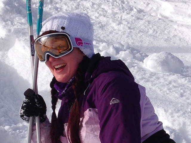 13-1-16, Olga enjoying the awesome snow, sunshine and empty pistes!