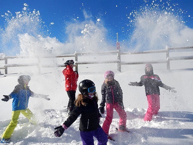 Kids enjoying the fresh January snow in Les Gets!