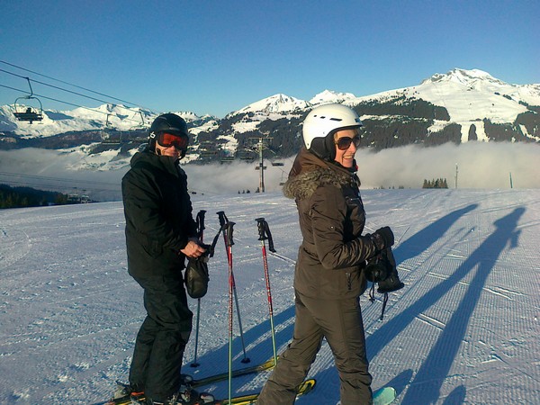 Alan and Charlotte enjoying the first run of the day!